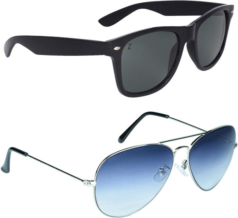 UV Protection Wayfarer, Aviator Sunglasses (Free Size)  (For Men & Women, Black, Blue)