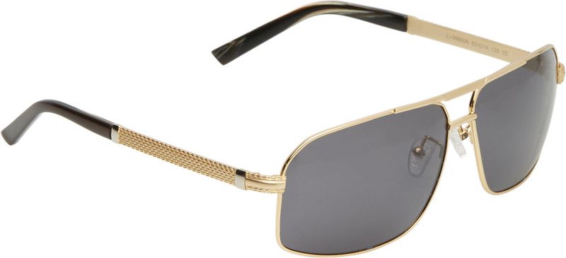UV Protection, Gradient, Polarized Retro Square, Rectangular Sunglasses (Free Size)  (For Men, Black, Golden)