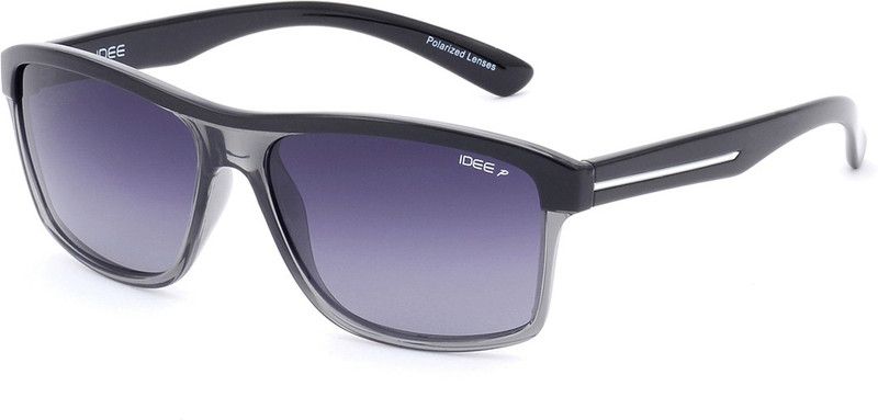 Polarized, UV Protection Rectangular Sunglasses (56)  (For Men, Grey)