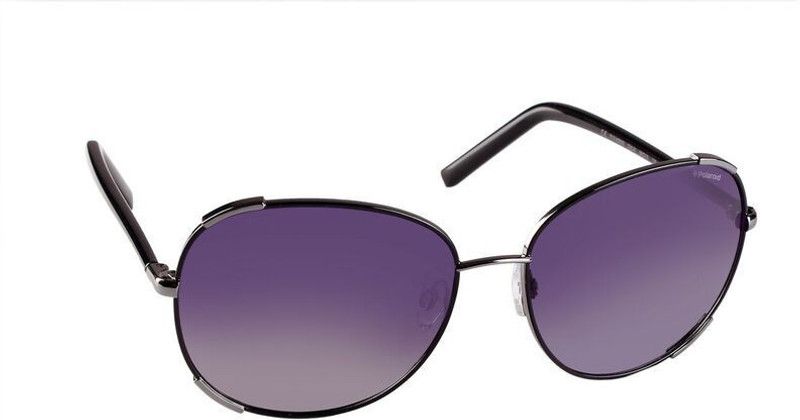 Polarized Oval Sunglasses (59)  (For Women, Grey)