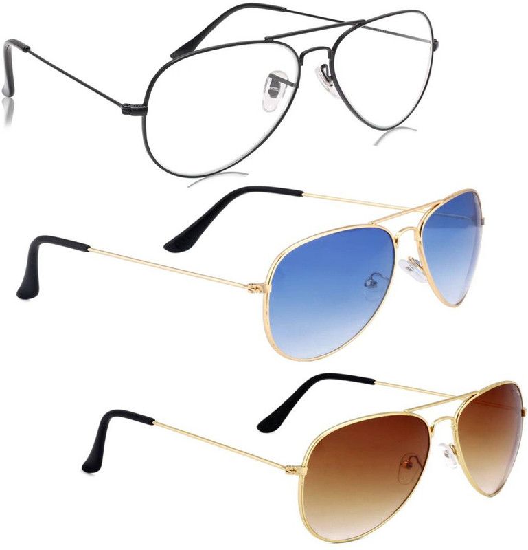 Aviator Sunglasses  (For Men & Women, Clear, Blue, Brown)