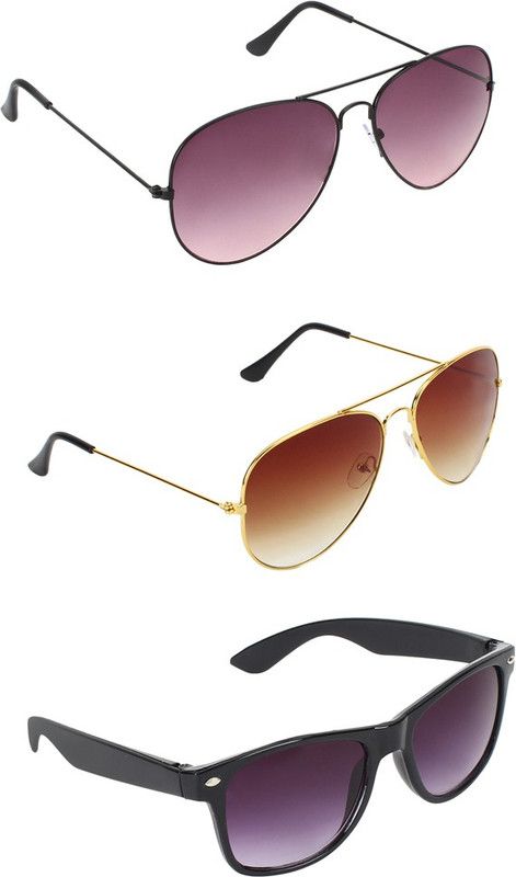 Gradient, UV Protection Aviator, Aviator, Wayfarer Sunglasses (55)  (For Men & Women, Brown, Brown, Black)