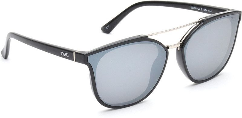 Mirrored Rectangular Sunglasses (61)  (For Women, Grey)