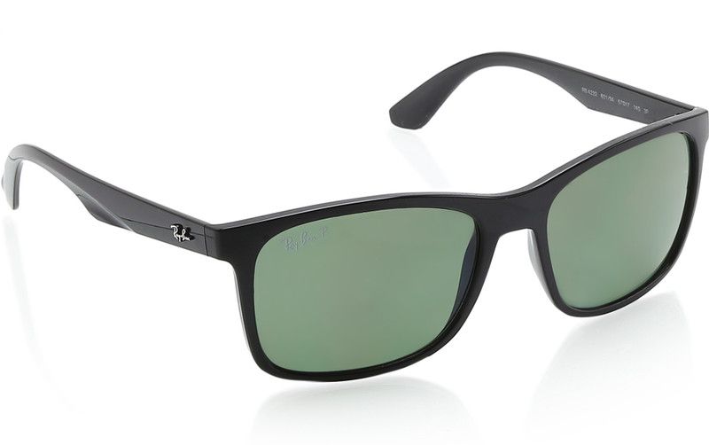 Polarized Retro Square Sunglasses (57)  (For Men, Green)