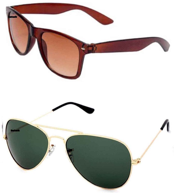 UV Protection Aviator, Wayfarer Sunglasses (Free Size)  (For Men & Women, Green, Brown)