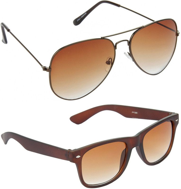 Gradient Aviator, Wayfarer Sunglasses (Free Size)  (For Men, Brown)