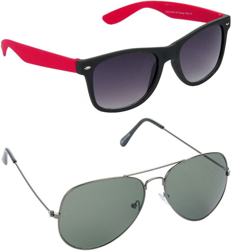 Gradient, Mirrored, UV Protection Wayfarer Sunglasses (Free Size)  (For Men & Women, Grey, Green)