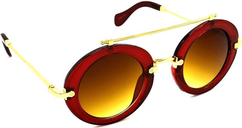 Gradient, UV Protection Round Sunglasses (Free Size)  (For Men & Women, Brown)