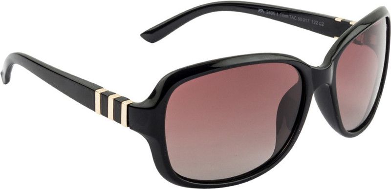Polarized Rectangular Sunglasses (58)  (For Women, Brown)