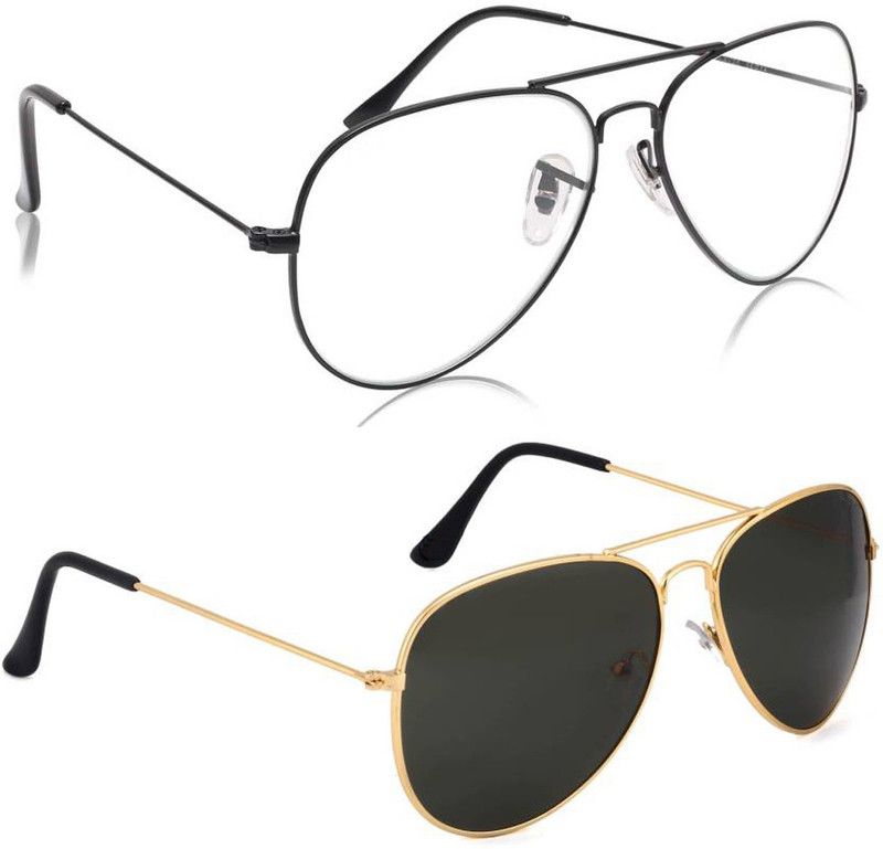 UV Protection Aviator Sunglasses (50)  (For Men & Women, Clear, Black)