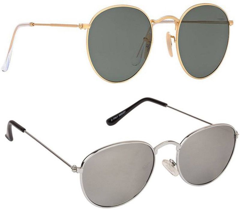 UV Protection, Mirrored Oval Sunglasses (50)  (For Boys & Girls, Black, Silver)