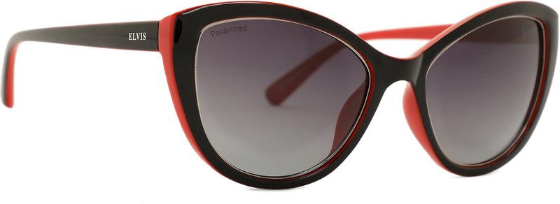 Polarized, UV Protection Cat-eye Sunglasses (54)  (For Women, Black)