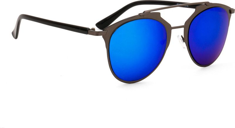 Mirrored Oval Sunglasses (55)  (For Women, Blue)