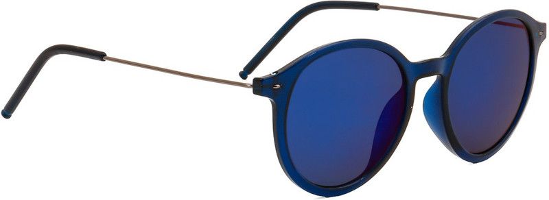 Mirrored Round Sunglasses (53)  (For Men & Women, Blue)