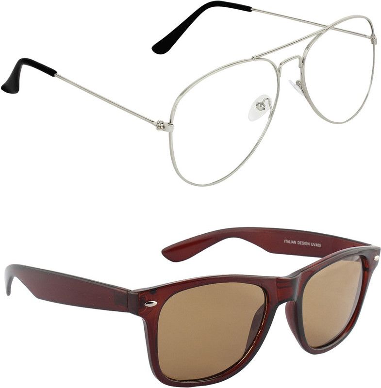 UV Protection Aviator, Wayfarer Sunglasses (Free Size)  (For Men & Women, Clear, Brown)