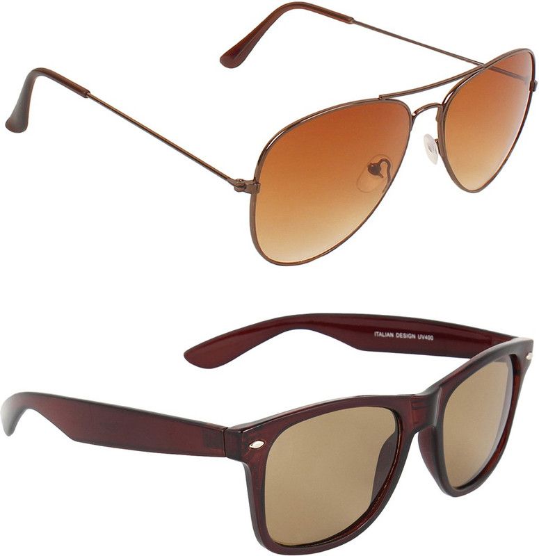 Gradient Aviator, Wayfarer Sunglasses (Free Size)  (For Men & Women, Brown, Brown)