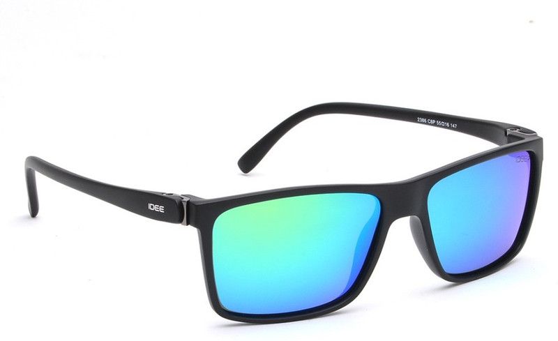 Mirrored Rectangular Sunglasses (55)  (For Men & Women, Green)