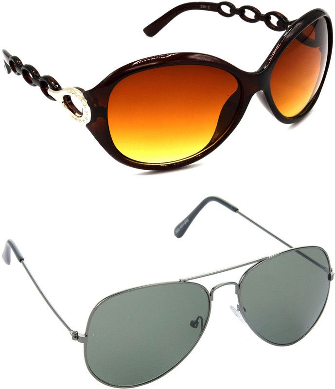 UV Protection Round Sunglasses (58)  (For Men & Women, Brown, Green)