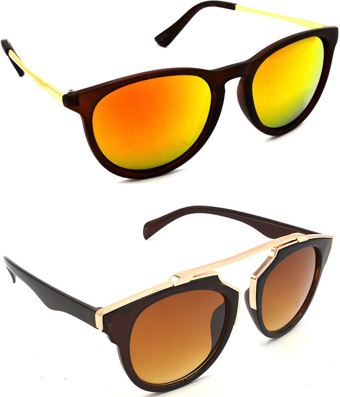 UV Protection Wayfarer Sunglasses (58)  (For Men & Women, Golden, Brown)