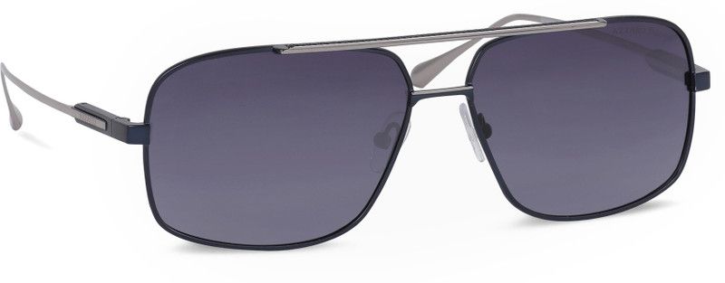 Polarized, Gradient, UV Protection Rectangular Sunglasses (60)  (For Men, Blue)