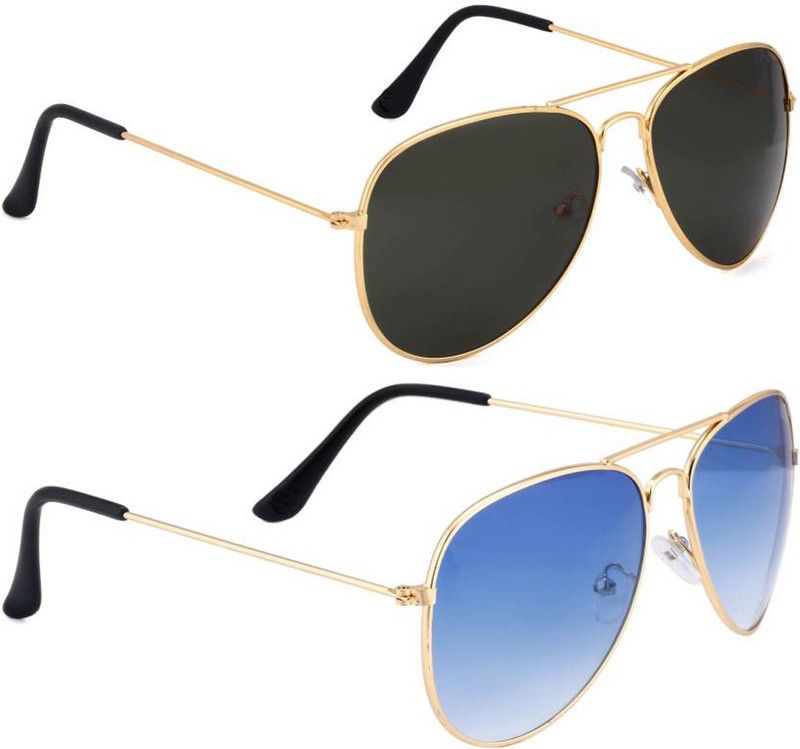 UV Protection, Polarized Aviator Sunglasses (50)  (For Men & Women, Black, Blue)