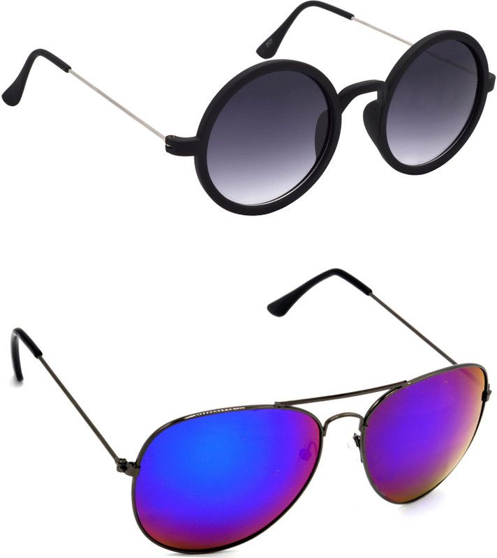 UV Protection Round Sunglasses (58)  (For Men & Women, Grey, Pink)
