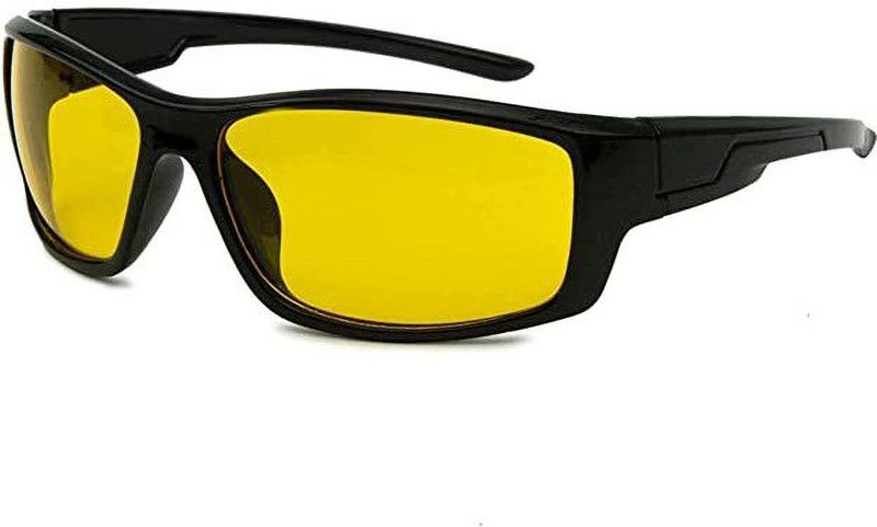 Night Vision, UV Protection, Riding Glasses, Polarized Over-sized Sunglasses (54)  (For Men & Women, Yellow)