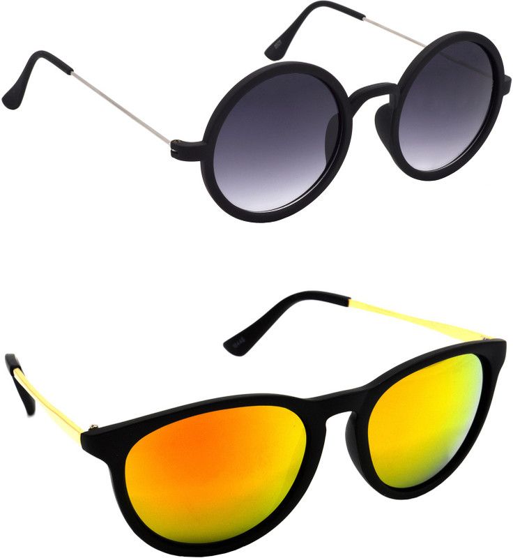 UV Protection Round Sunglasses (58)  (For Men & Women, Grey, Golden)
