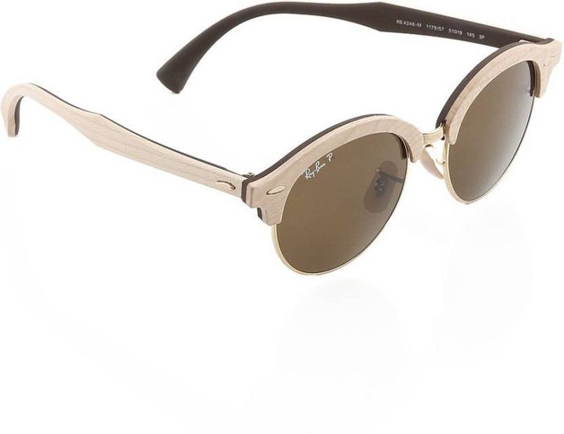 Polarized Round, Clubmaster Sunglasses (Free Size)  (For Men & Women, Grey)