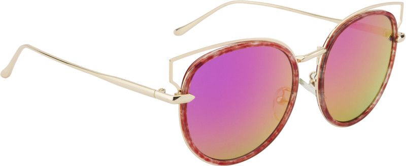Mirrored Cat-eye Sunglasses (60)  (For Women, Green, Pink)