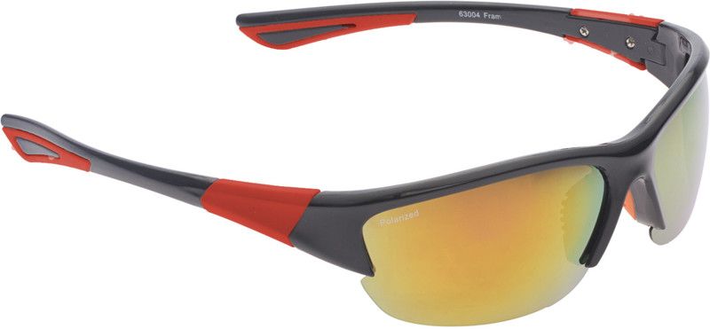 Mirrored, Polarized, Gradient Sports Sunglasses (Free Size)  (For Men & Women, Golden)