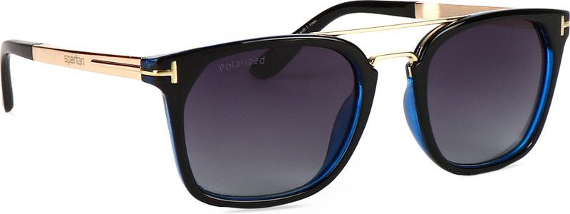 Polarized, Gradient, UV Protection Clubmaster Sunglasses (52)  (For Boys & Girls, Blue)