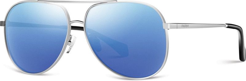 Polarized, UV Protection, Mirrored Aviator Sunglasses (61)  (For Men, Blue, Silver)