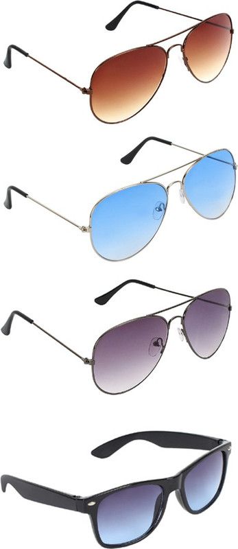 Gradient, UV Protection Aviator, Aviator, Aviator, Wayfarer Sunglasses (55)  (For Men & Women, Brown, Blue, Black, Blue)