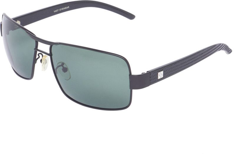 Polarized, Gradient, UV Protection Rectangular Sunglasses (63)  (For Men & Women, Green)