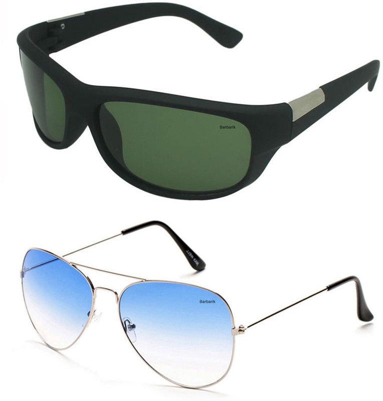 UV Protection Wrap-around, Aviator Sunglasses (Free Size)  (For Men & Women, Blue, Black)