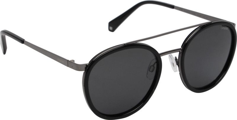Polarized, UV Protection Round Sunglasses (53)  (For Men & Women, Grey)