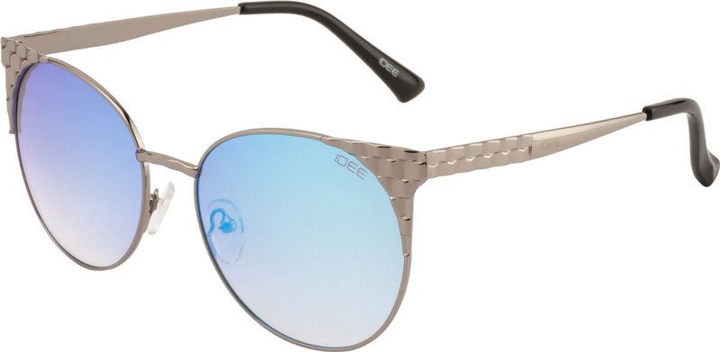 Mirrored Round Sunglasses (54)  (For Women, Blue)