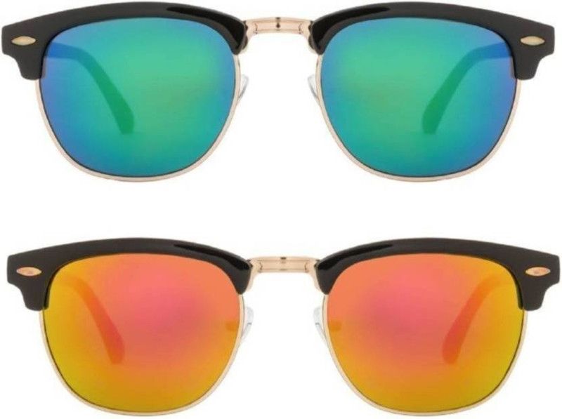 UV Protection Wayfarer Sunglasses (Free Size)  (For Men & Women, Yellow, Blue, Orange)