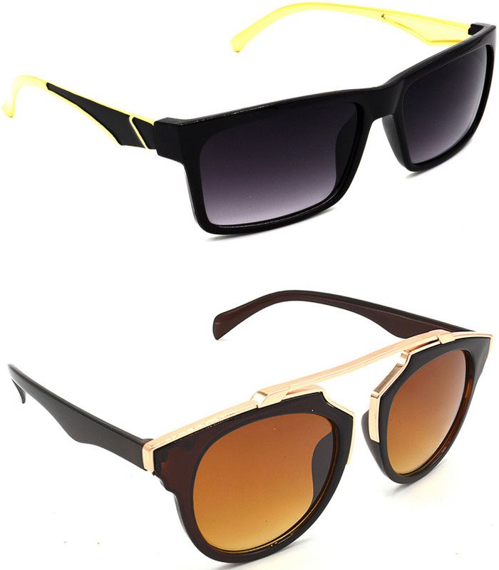 UV Protection Rectangular Sunglasses (58)  (For Men & Women, Brown, Black)