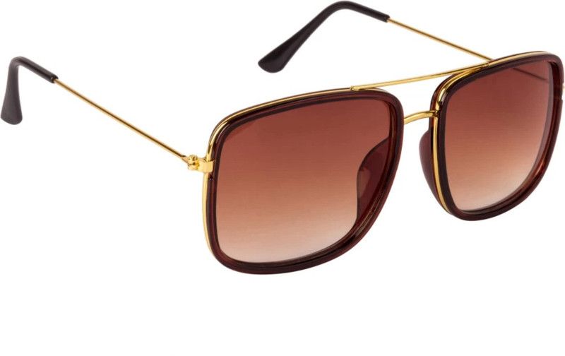 Night Vision, Riding Glasses, Gradient Retro Square Sunglasses (Free Size)  (For Men & Women, Orange)