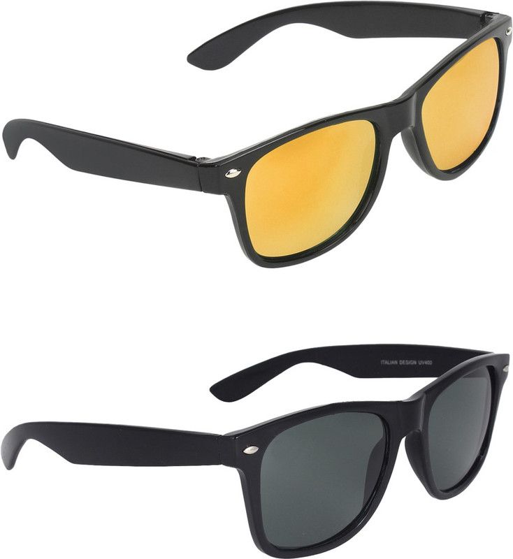 Gradient, Mirrored, UV Protection Wayfarer, Wayfarer Sunglasses (53)  (For Men & Women, Multicolor, Black)