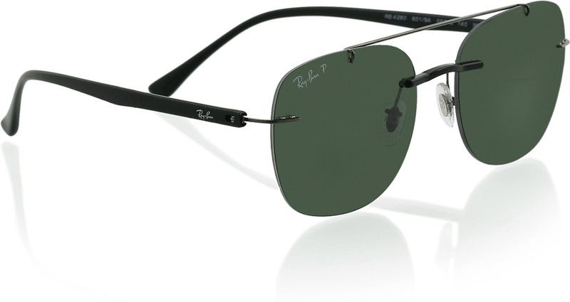 Polarized Retro Square Sunglasses (55)  (For Men, Green)
