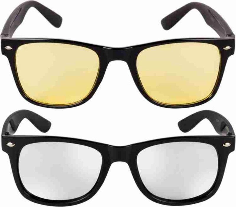 Riding Glasses, Gradient, UV Protection, Night Vision Wayfarer Sunglasses (Free Size)  (For Boys & Girls, Clear, Yellow)