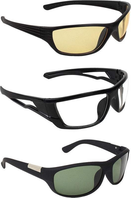 UV Protection Round Sunglasses (56)  (For Men & Women, Yellow, Clear, Green)