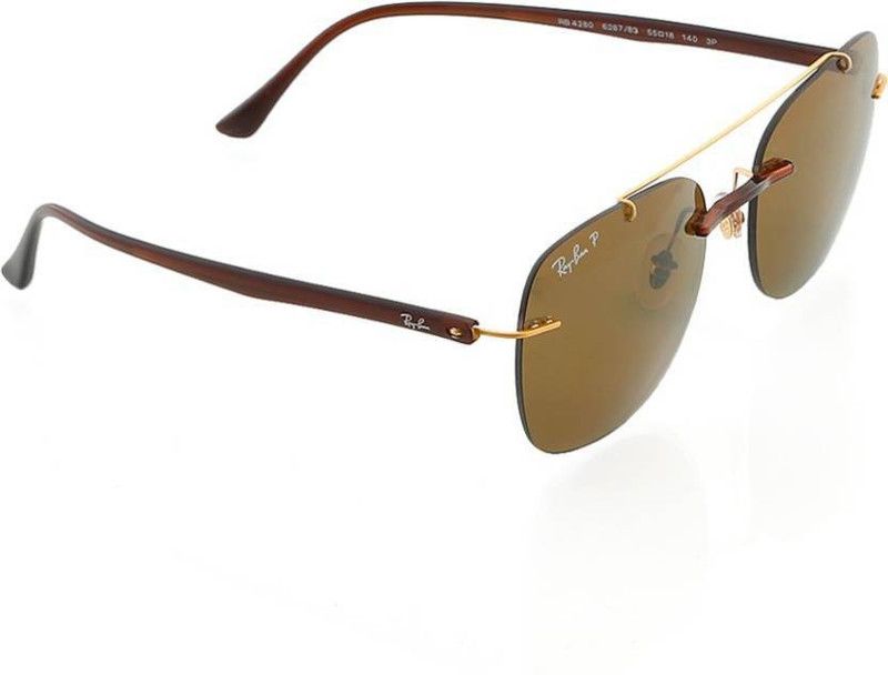 Polarized Spectacle Sunglasses (55)  (For Men, Brown)