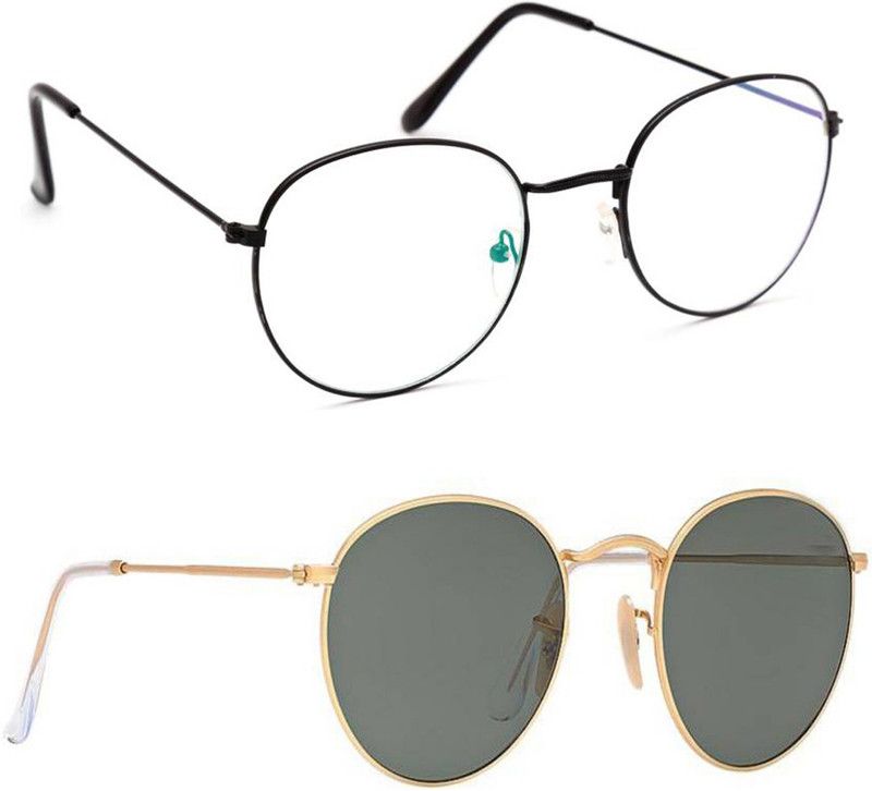 UV Protection, Mirrored Oval Sunglasses (50)  (For Men & Women, Clear, Black)