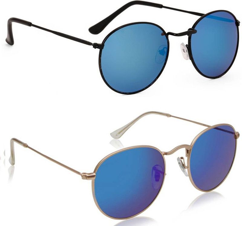 UV Protection, Mirrored Oval Sunglasses (50)  (For Men & Women, Blue)