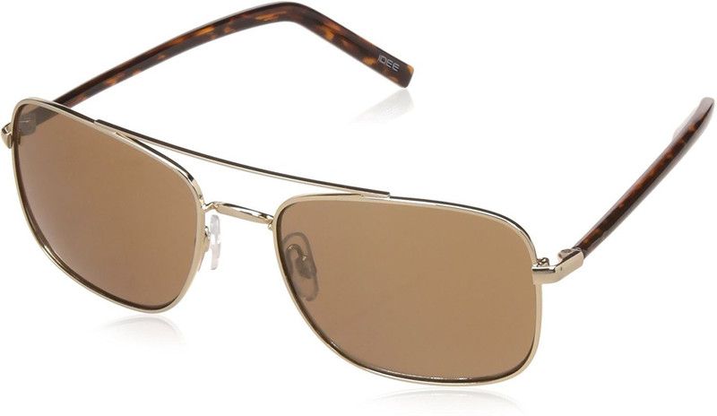 Mirrored Rectangular Sunglasses (55)  (For Men, Golden)