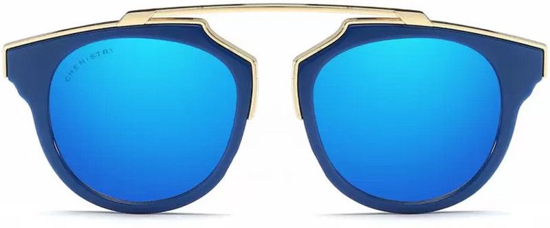 Mirrored Round Sunglasses (58)  (For Men & Women, Blue)